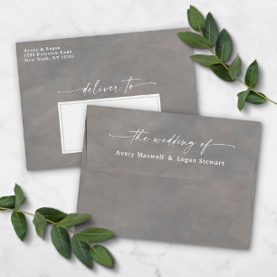 Stone Grey Watercolor A7 5x7 Wedding Invitation Envelope