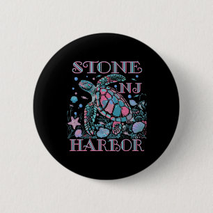 Stone Harbor Nj Turtle Lover Colorful Beach Souven 6 Cm Round Badge