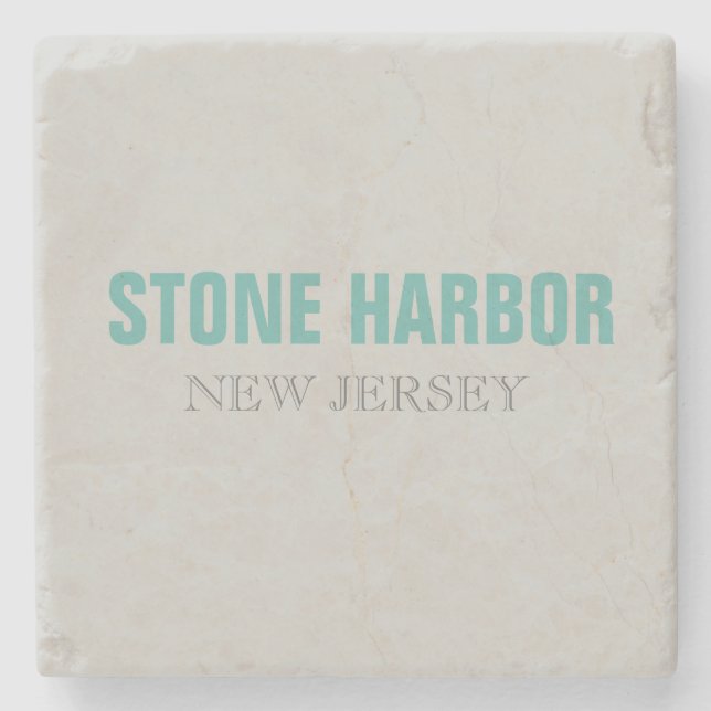 Stone Harbour New Jersey Beach Style Stone Coaster (Front)