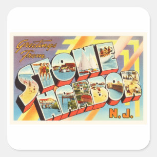 Stone Harbour New Jersey NJ Old Vintage Postcard- Square Sticker