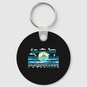 Stone Harbour NJ Dolphin Pelican Waves Beach Key Ring
