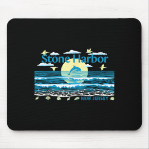 Stone Harbour NJ Dolphin Pelican Waves Beach Mouse Mat