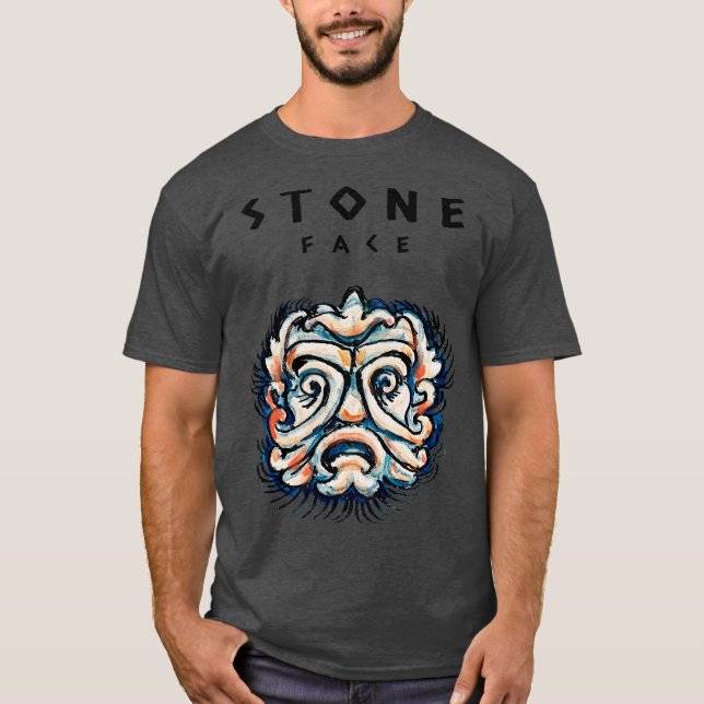 Stone Head Retro Sculpture Face T-Shirt (Front)