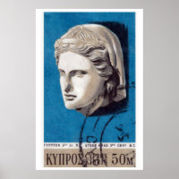 Stone Head Sculpture Matchbox Art Print, Cypriot