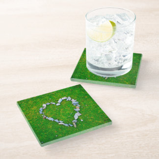 Stone heart glass coaster
