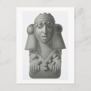 Stone idol of the Rain God Cocijo, plate from 'Anc Postcard
