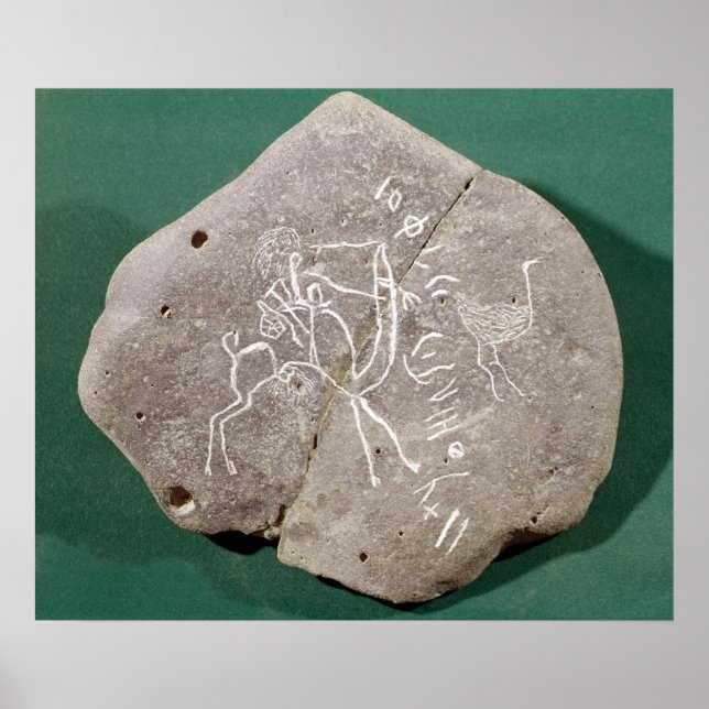 Stone inscribed with a hunter in the desert poster (Front)
