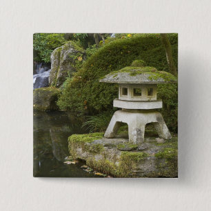 Stone lantern and Heavenly Falls 15 Cm Square Badge