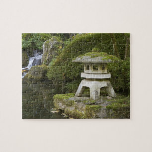 Stone lantern and Heavenly Falls Jigsaw Puzzle