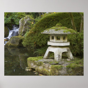 Stone lantern and Heavenly Falls Poster