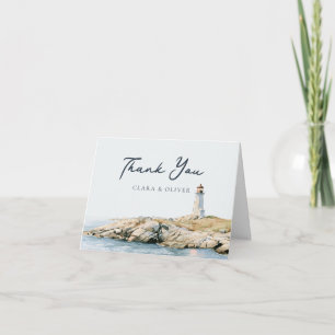 Stone Lighthouse Headland Nova Scotia Wedding Thank You Card