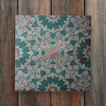 Stone-Like Grey Textured Green Leaves Geometric Tile<br><div class="desc">The base of this ceramic tile has a textured, stone-like grey backdrop that adds depth and character to the overall design. Adorning this backdrop are intricate patterns of emerald green leaves, detailed with fine lines to depict their natural veins. These leaves are arranged in a symmetrical harmony, creating a sense...</div>