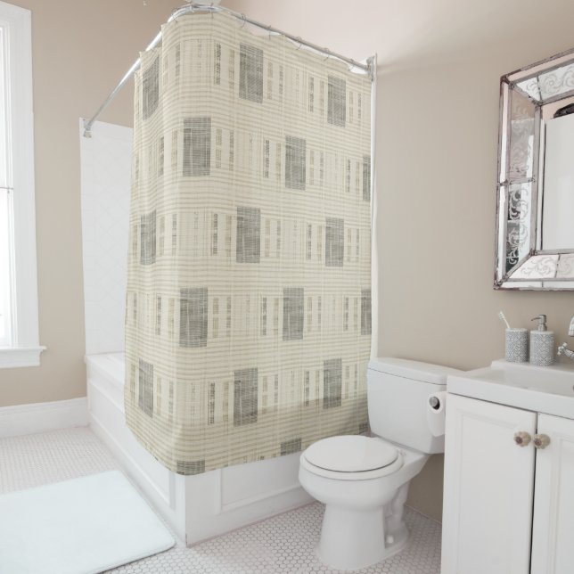 Stone & Linen Shower Curtain (In Situ)