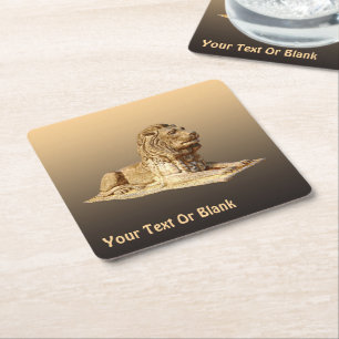 Stone Lion Square Paper Coaster