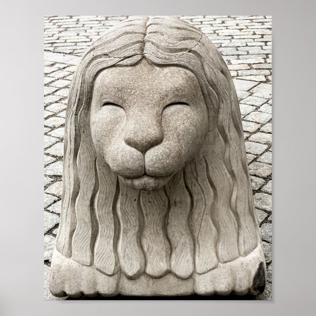 Stone Lion Stockholm Sweden Photograph Poster (Front)