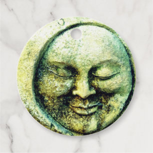 Stone look moon and sun face crescent favour tags