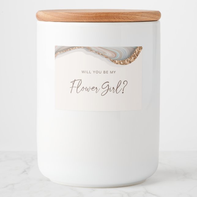 Stone Marble Agate Flower Girl Candle Label (Front)