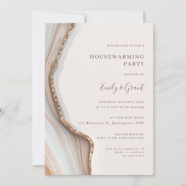 Stone Marble Agate Housewarming Party Invitation (Front)