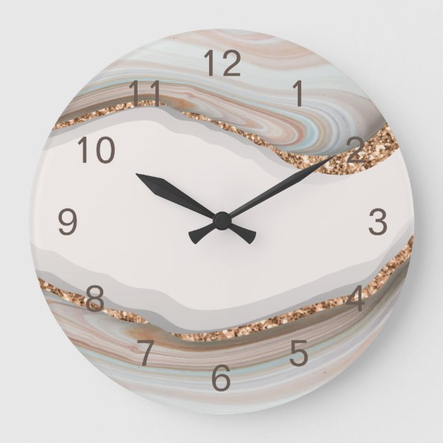Stone Marble Agate  Large Clock (Front)