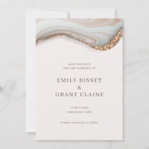 Stone Marble Agate Save the Date Invitation