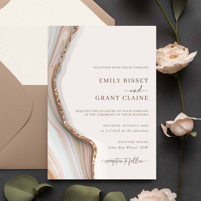 Stone Marble Agate Wedding Invitation (Creator Uploaded)