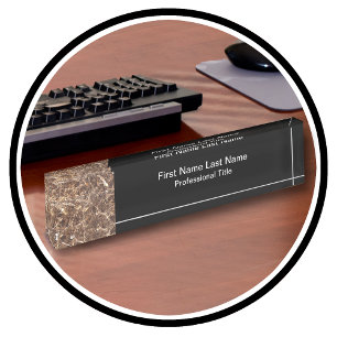 Stone Marble Look Monogram Professional Nameplate