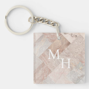 Stone Marbled Initials  Key Ring