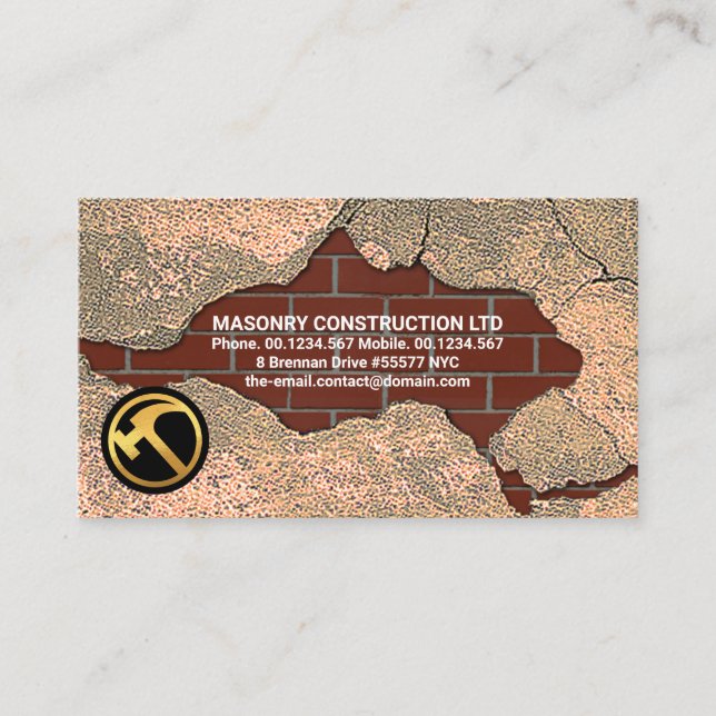 Stone Masonry Brick Laying Home Renovation Business Card (Front)