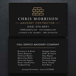 Stone Masonry Brick Mason Business Card