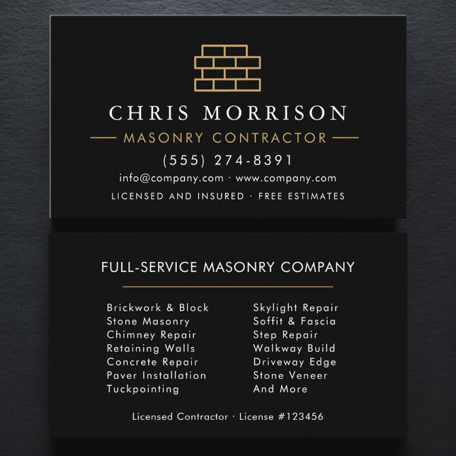 Stone Masonry Brick Mason Business Card (Creator Uploaded)