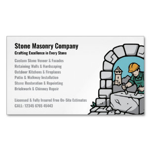 Stone Masonry Company Services Logo Magnetic Business Card