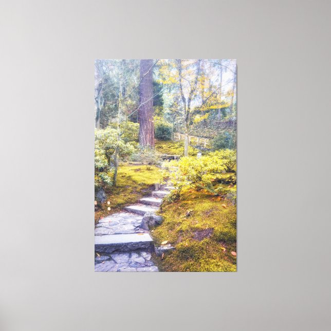 Stone Path in a Mossy Forest Canvas Print (Front)