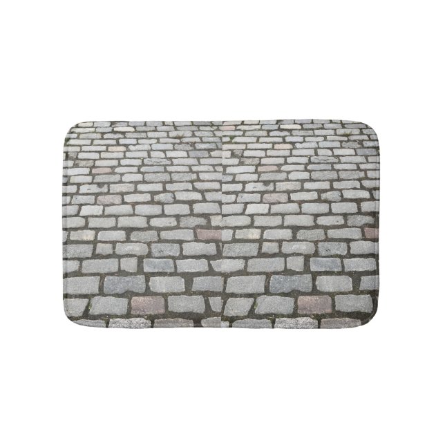 Stone Pathway Grey Cobblestone Street Sidewalk Bath Mat (Front)