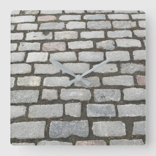 Stone Pathway Grey Cobblestone Street Sidewalk Square Wall Clock