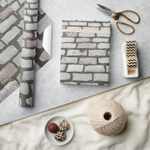 Stone Pathway Grey Cobblestone Street Sidewalk Wrapping Paper