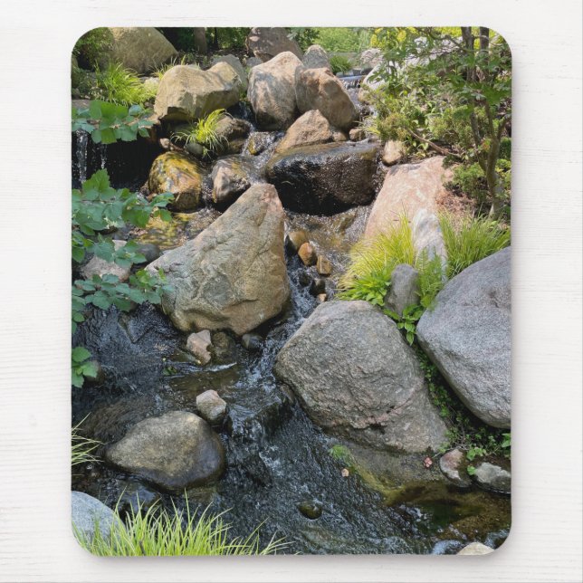 Stone river bed |  waterfall | forest greenery  mouse mat (Front)