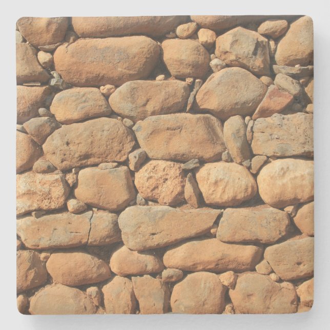 Stone Rock Wall in Israel Square Coaster (Front)