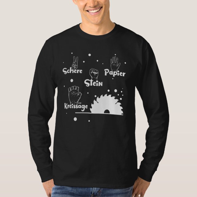 Stone Scissors Paper Circular Saw Carpenter T-Shirt (Front)