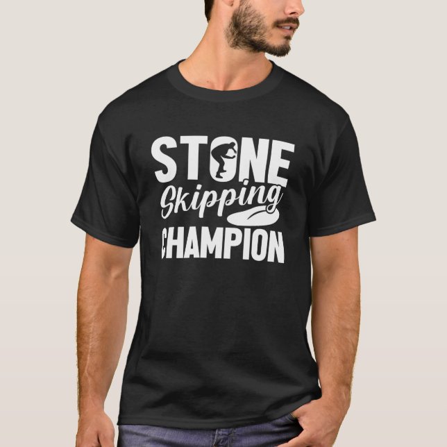 Stone Skipping Champion Flat Stone Skipping Techni T-Shirt (Front)