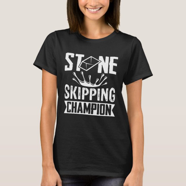 Stone Skipping Champion Flat Stone Skipping Techni T-Shirt (Front)