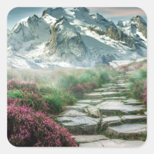 Stone Staircase to the Mountain Top Square Sticker