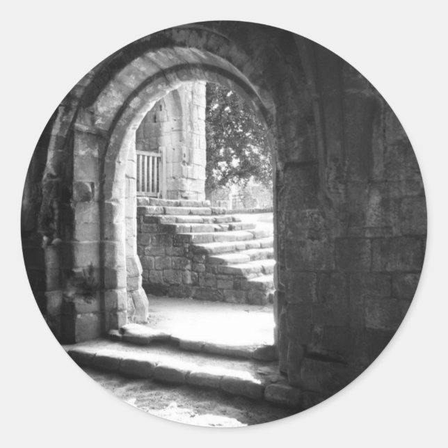 Stone Stairs In Fountains Abbey Classic Round Sticker (Front)