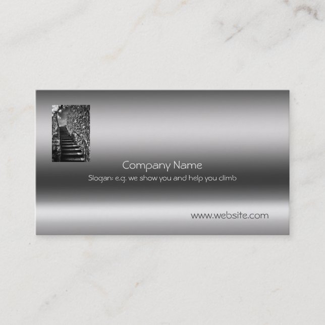 Stone steps of granite leading up - on metal-look business card (Front)