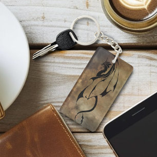 Stone Tile Dragon Key Ring