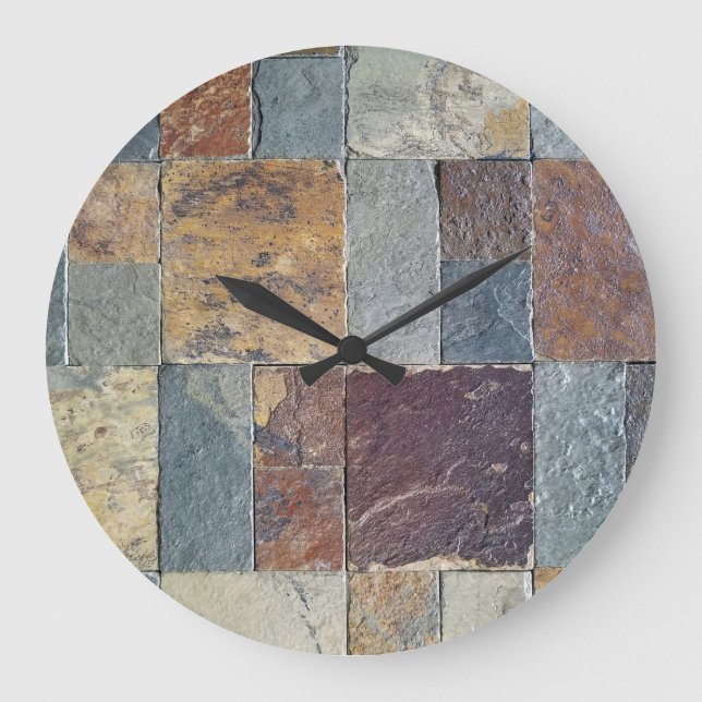 stone tile pattern large clock (Front)