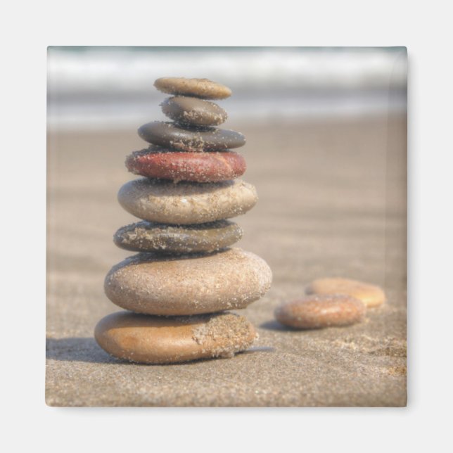 Stone Tower On Beach Magnet (Front)