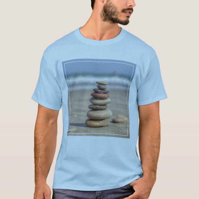 Stone Tower On Beach T-Shirt (Front)