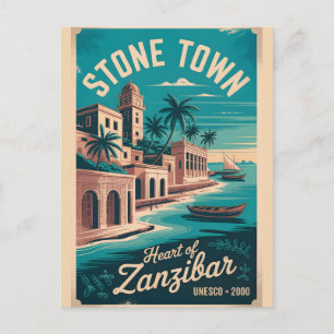 Stone Town Zanzibar Retro Travel Poster Art Holiday Postcard