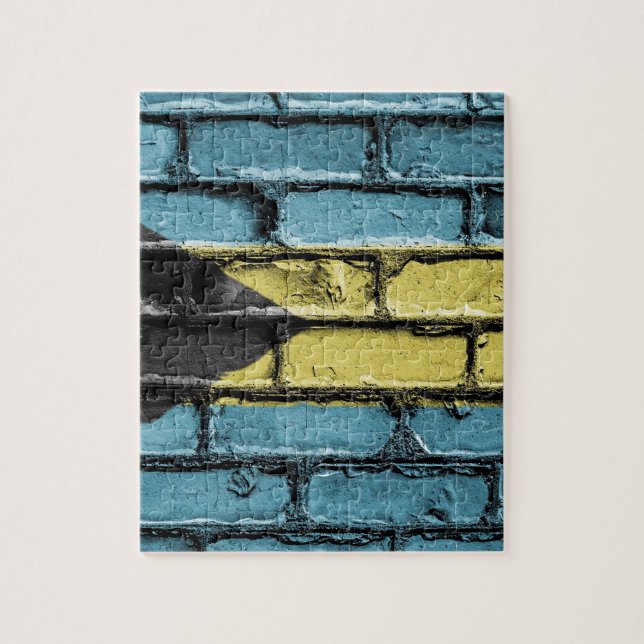 Stone wall flag of the Bahamas Jigsaw Puzzle (Vertical)