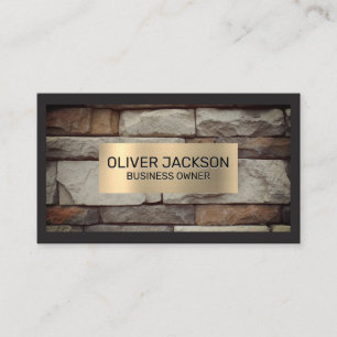 Stone Wall   Gold Metallic Brushed Frame Business Card